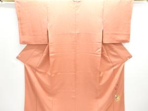 甲斐泰造 花唐草模様織り出し一つ紋色無地着物